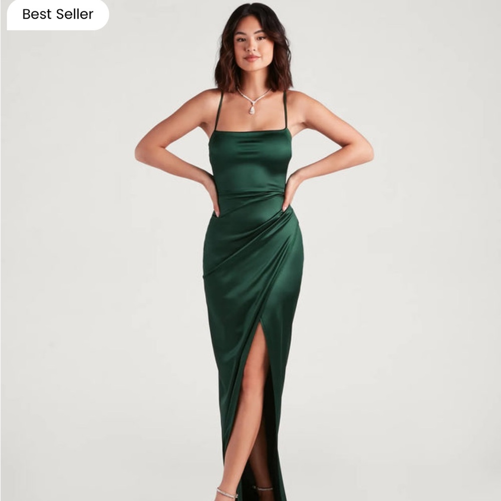 Windsor Mayra Formal Satin Slit Long Dress